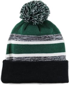 img 1 attached to The Hat Depot Winter Beanie with Soft Cuff, Pom Pom & Stripe Pattern - Knit Skull Slouch Ski Hat