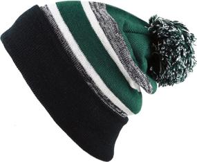 img 3 attached to The Hat Depot Winter Beanie with Soft Cuff, Pom Pom & Stripe Pattern - Knit Skull Slouch Ski Hat