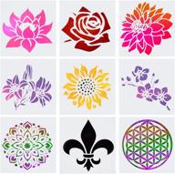 🌸 flower stencil set for wood, walls & canvas painting – enhance art & home decor with floral stencils – includes rose, fleur de lis, sunflower, and mandala stencil logo