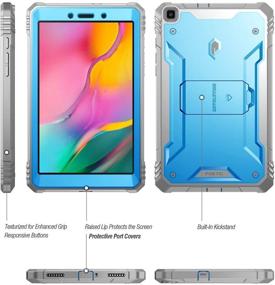 img 2 attached to 📱 Прочный чехол для Samsung Galaxy Tab A 8.0 2019 с подставкой - защитный кожух на всю поверхность, встроенный защитный экран, синий/серый.