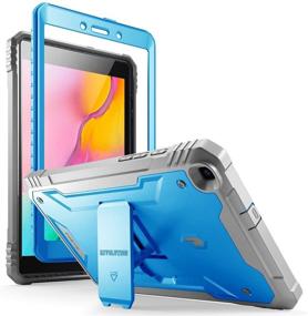 img 4 attached to 📱 Rugged Case for Samsung Galaxy Tab A 8.0 2019 with Kickstand - Full Body Shockproof Cover, Built-in-Screen Protector, Blue/Gray