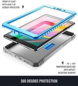img 1 attached to 📱 Прочный чехол для Samsung Galaxy Tab A 8.0 2019 с подставкой - защитный кожух на всю поверхность, встроенный защитный экран, синий/серый.