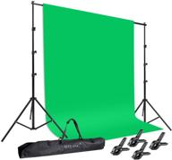 📸 hyj-inc photo background support system: 8.5 x 10ft backdrop stand kit + 6 x 9.5ft 100% pure muslin chromakey green screen backdrop set with clamp and carry bag for photography and video studio logo