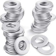 🔘 pack of 100 metal stamping blanks - flat round washer aluminum washers with center hole for washing machine, bracelet diy craft, jewelry making, and screw fastening logo