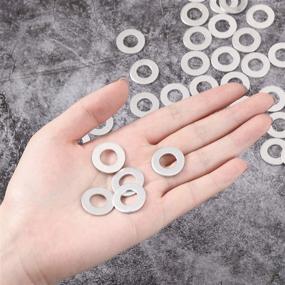 img 1 attached to 🔘 Pack of 100 Metal Stamping Blanks - Flat Round Washer Aluminum Washers with Center Hole for Washing Machine, Bracelet DIY Craft, Jewelry Making, and Screw Fastening
