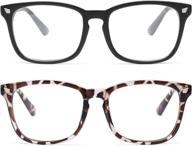 👓 livho 2 pack blue light blocking glasses: the ultimate solution for women and men to combat eyestrain & uv glare during computer, gaming, tv, and phone usage - matte black + leopard frames logo