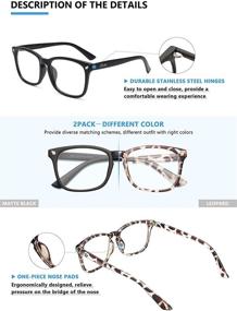 img 3 attached to 👓 Livho 2 Pack Blue Light Blocking Glasses: The Ultimate Solution for Women and Men to Combat Eyestrain & UV Glare during Computer, Gaming, TV, and Phone Usage - Matte Black + Leopard Frames