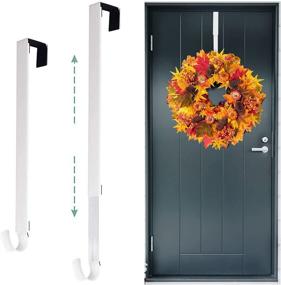 img 4 attached to 🎃 Kederwa Adjustable White Wreath Hanger - Extends 15.5&#34; to 25.5&#34; for Autumn, Halloween & Christmas Door Wreath Decorations