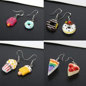 img 2 attached to Resin Handmade 925 Silver Plated Mini Donut Cake, Burger, Popcorn, and Ice Cream Earrings – Perfect Christmas and Thanksgiving Gift for Girls