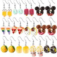 resin handmade 925 silver plated mini donut cake, burger, popcorn, and ice cream earrings – perfect christmas and thanksgiving gift for girls logo