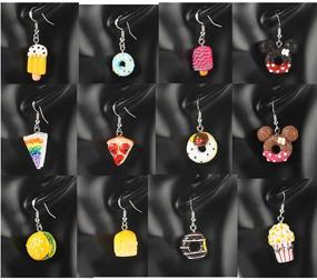 img 3 attached to Resin Handmade 925 Silver Plated Mini Donut Cake, Burger, Popcorn, and Ice Cream Earrings – Perfect Christmas and Thanksgiving Gift for Girls