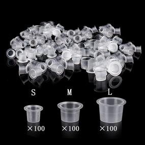 img 2 attached to 🎨 UPTATSUPPLY Tattoo Ink Cups: 300Pcs Mixed Size Clear Holders for Permanent Makeup Pigment - Tattoo Accessory