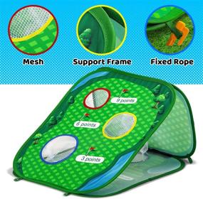 img 2 attached to Golf Cornhole Game Set: Nonzers Pop Up Chipping 🏌️ Net for Swing Practice with 16 Foam Balls and Storage Bag