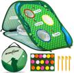 golf cornhole game set: nonzers pop up chipping 🏌️ net for swing practice with 16 foam balls and storage bag logo