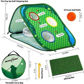 img 1 attached to Golf Cornhole Game Set: Nonzers Pop Up Chipping 🏌️ Net for Swing Practice with 16 Foam Balls and Storage Bag