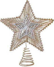 img 4 attached to 🌟 Shimmering Elegance: Ornativity Christmas Glitter Star Tree Topper in Rose Gold and Silver