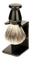 imitation ebony edwin jagger best badger 🪒 shaving brush with drip stand - medium, black logo