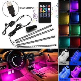 img 4 attached to 🚗 AXELECT Car LED Strip Lights: Multicolor Music Neon Accent Interior Lighting Kit with Remote Control and Sound Activation - DC 12V
