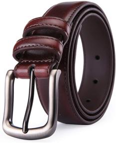 img 4 attached to GENUINE LEATHER Mahogany Men's Belts Accessories by HW Zone