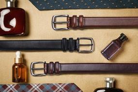 img 1 attached to GENUINE LEATHER Mahogany Men's Belts Accessories by HW Zone