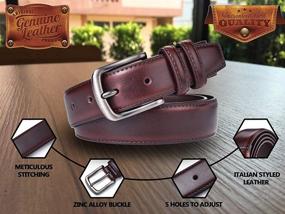 img 3 attached to GENUINE LEATHER Mahogany Men's Belts Accessories by HW Zone