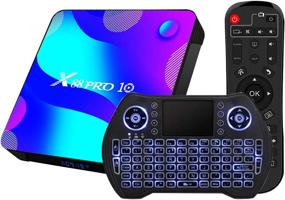 img 4 attached to 📺 Android TV Box 11, RK3318 USB 3.0 Ultra HD 4K HDR 4GB RAM 64GB ROM 2.4G 5.8G Dual Band WiFi with BT 4.1 WiFi 100M Ethernet: Backlit Mini Keyboard Set Top TV Box