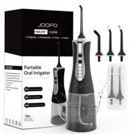 💦 joofo cordless water flosser: anti-leakage, 3 modes, 5 jet tips, 300ml, portable & rechargeable - black logo