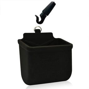 img 2 attached to 🚗 Black Car Air Vent Storage Bag Organizer Pocket Sunglass Holder & Phone Mount with Coin Key Card Case Organizer and Hook