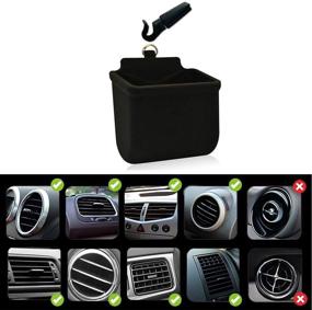 img 1 attached to 🚗 Black Car Air Vent Storage Bag Organizer Pocket Sunglass Holder & Phone Mount with Coin Key Card Case Organizer and Hook