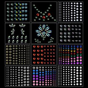 img 4 attached to 💎 Sparkling Rhinestone Stickers: Eye-catching Face, Body, Nail, and Festival Accessories - 12 Sheets