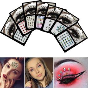 img 1 attached to 💎 Sparkling Rhinestone Stickers: Eye-catching Face, Body, Nail, and Festival Accessories - 12 Sheets