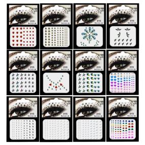 img 3 attached to 💎 Sparkling Rhinestone Stickers: Eye-catching Face, Body, Nail, and Festival Accessories - 12 Sheets