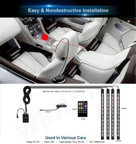 img 2 attached to Enhance Your Car's Ambience with Multicolor LED 🚗 Interior Car Lights: Wireless Controlled, Sound-Activated, and Car Charger Included