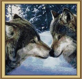img 4 attached to 🐺 Joy Sunday Cross-Stitch Kit: DIY Hand Embroidery with Two Wolves Pattern - High-quality DMC Fabric Included
