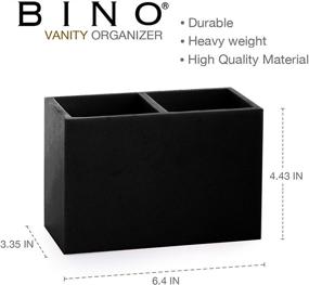 img 1 attached to Matte Black BINO Multi Purpose 2 Compartment Organizer - Marble Bathroom Accessories for Makeup Brushes, Toothbrushes, and More