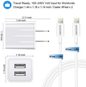 img 1 attached to 📱 KOZOPO Зарядное устройство для iPhone 2 шт. - Кабель для быстрой зарядки Lightning Cable 6FT с адаптером стенового зарядного устройства с 2 портами USB - Совместимо с iPhone 12 Pro, 11 Pro Max, XS, XR, X, 8, 7 Plus, 6S и iPad - Кабель для быстрой передачи данных