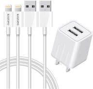 📱 kozopo зарядное устройство для iphone 2 шт. - кабель для быстрой зарядки lightning cable 6ft с адаптером стенового зарядного устройства с 2 портами usb - совместимо с iphone 12 pro, 11 pro max, xs, xr, x, 8, 7 plus, 6s и ipad - кабель для быстрой передачи данных логотип