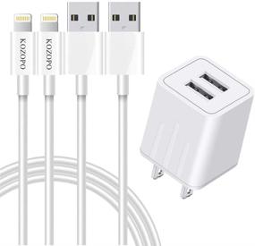 img 4 attached to 📱 KOZOPO Зарядное устройство для iPhone 2 шт. - Кабель для быстрой зарядки Lightning Cable 6FT с адаптером стенового зарядного устройства с 2 портами USB - Совместимо с iPhone 12 Pro, 11 Pro Max, XS, XR, X, 8, 7 Plus, 6S и iPad - Кабель для быстрой передачи данных