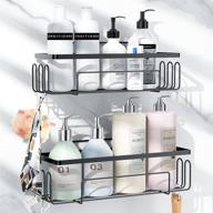 🚿 black weksi shower caddy bathroom shelf, 2 pack - adhesive storage organizer, rustproof basket with hooks - no drilling, wall mounted hanging rack for bathroom shower kitchen logo