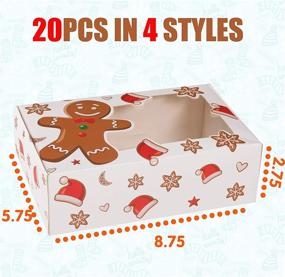 img 3 attached to 🍪 Funnlot Christmas Cookie Boxes - Set of 20 Holiday Candy Boxes with Window for Christmas Treats, Reindeer, Santa, Snowman, and Gingerbread Cookie Containers for Christmas Baking