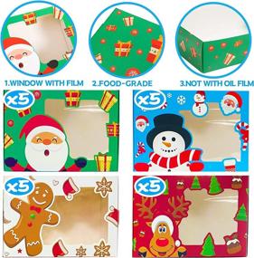 img 2 attached to 🍪 Funnlot Christmas Cookie Boxes - Set of 20 Holiday Candy Boxes with Window for Christmas Treats, Reindeer, Santa, Snowman, and Gingerbread Cookie Containers for Christmas Baking