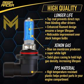 img 3 attached to 🔦 Набор ламп для противотуманных фар Mega Racer H10 Halogen - лампы супербелого ксенона для улучшенной видимости - совместимы с лампами 9145 HID - лампы для противотуманных фар 5000K 9145 - включает 2 пары ламп H10 (9140, 9045, 9055)