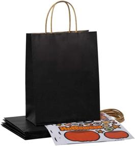 img 3 attached to 🎃 Halloween Mid-Night Black Gift Bag: Eco-Friendly Trick-or-Treat Bags with Decorative Stickers - 6-Count Bundle