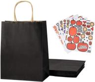 🎃 halloween mid-night black gift bag: eco-friendly trick-or-treat bags with decorative stickers - 6-count bundle logo