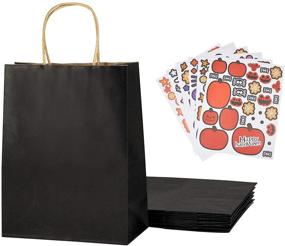 img 4 attached to 🎃 Halloween Mid-Night Black Gift Bag: Eco-Friendly Trick-or-Treat Bags with Decorative Stickers - 6-Count Bundle