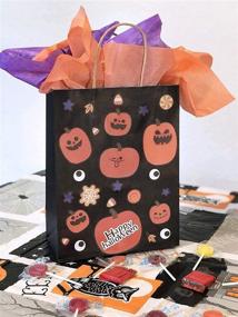 img 2 attached to 🎃 Halloween Mid-Night Black Gift Bag: Eco-Friendly Trick-or-Treat Bags with Decorative Stickers - 6-Count Bundle