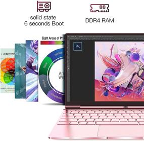 img 2 attached to 💻 TOPOSH 14 Inch Pink Laptop, Windows 10 Pro Notebook, 12GB RAM 256GB SSD, Intel N5095 Quad Core 2.0 GHz, Metal Body, Backlit Keyboard, Dual Band WiFi & Bluetooth