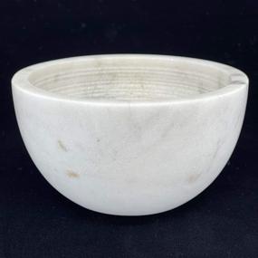 img 1 attached to Beau Brummell Solid Marble Shaving Soap Bowl: Handcrafted White Marble Lather Bowl with Interior Grooves for Maximum Lather & Heat Retention Properties