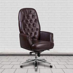 img 4 attached to 🪑 Flash Furniture High Back Traditional Tufted Brown LeatherSoft Executive Chair: Swivel, Ergonomic & Multifunctional with Arms