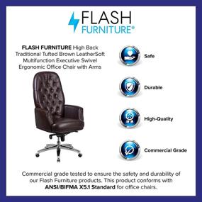 img 1 attached to 🪑 Flash Furniture High Back Traditional Tufted Brown LeatherSoft Executive Chair: Swivel, Ergonomic & Multifunctional with Arms